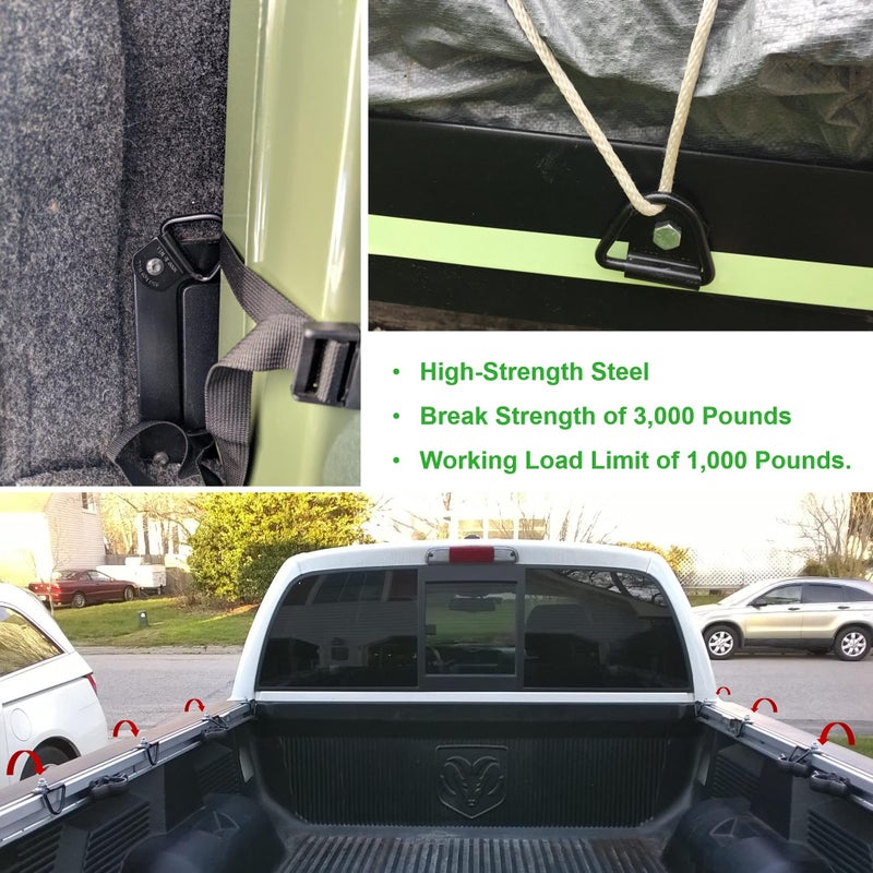 Sporthfish Cargo Tie-Down Anchors,8-Pack Black Steel V-Ring Bolton Trailer Cargo Tie Down,for Trailers,Trucks and Warehouses Replacement for D-Ring Plastic Flush Mount Pan Fitting Tie Down - Image 2